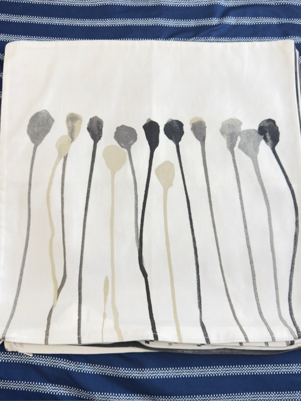 IKEA White  with Black and Beige Abstract Stem Print Cushion Cover Set